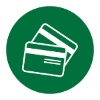 Circle icon with two credit cards